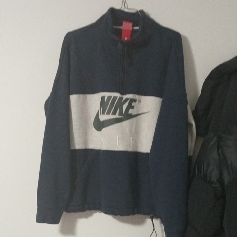 Nike Blue and Gray Zip Up Sweater with Swoosh Logo